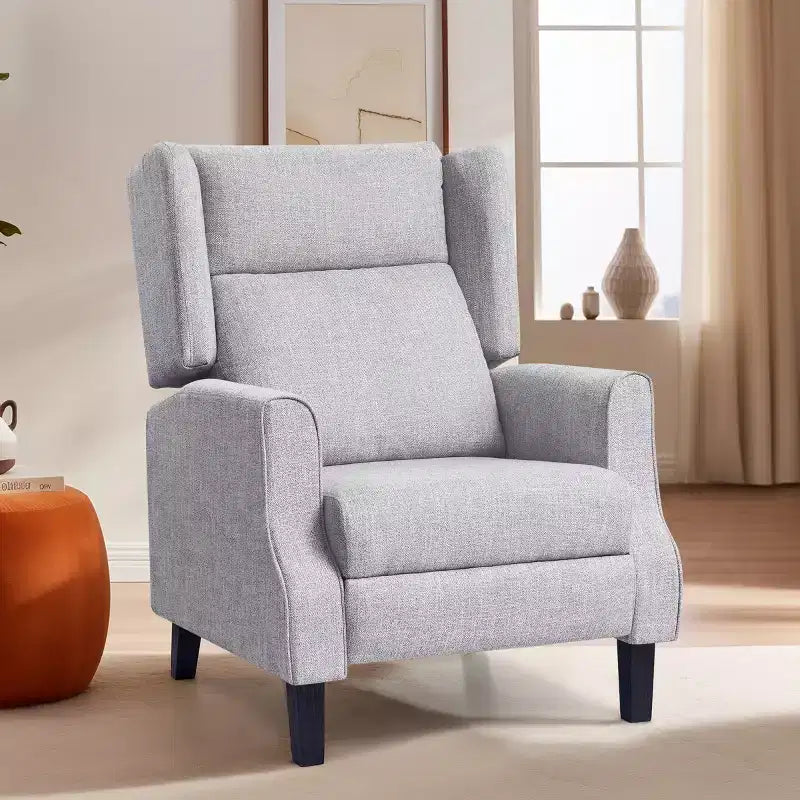 Subrtex Push Back Recliner Chair, Modern Upholstered Manual Wing Chair