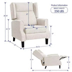 Fauteuil inclinable manuel rembourré moderne à oreilles
