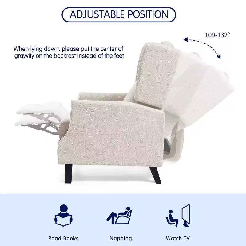 Fauteuil inclinable manuel rembourré moderne à oreilles