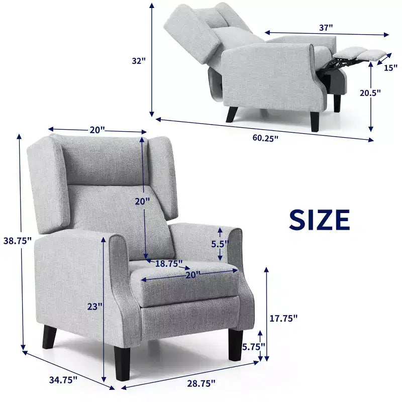 Fauteuil inclinable manuel rembourré moderne à oreilles