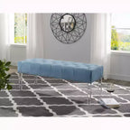 Roundhill Furniture Valley Button tufted Velvet Upholstered Bench With Acrylic Leg, Blue