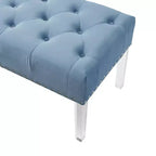 Banc capitonné en velours avec pieds en acrylique, bleu
