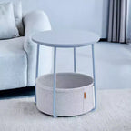 Petite table d'appoint avec rangement, tables d'appoint rondes pour salon, tables d'appoint pour petits espaces, chambre à coucher, bleu pâle et bleu glacier