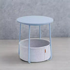 Petite table d'appoint avec rangement, tables d'appoint rondes pour salon, tables d'appoint pour petits espaces, chambre à coucher, bleu pâle et bleu glacier