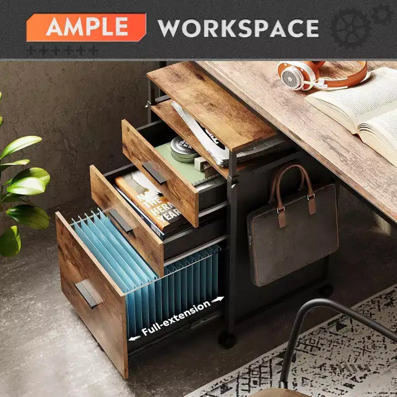 avec tiroirs de rangement, support d'imprimante roulant avec étagères réglables, meuble de classement en bois pour bureau à domicile