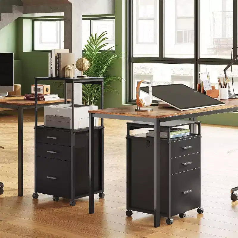 avec tiroirs de rangement, support d'imprimante roulant avec étagères réglables, meuble de classement en bois pour bureau à domicile