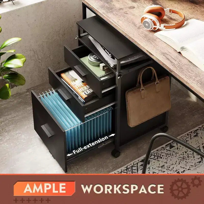 avec tiroirs de rangement, support d'imprimante roulant avec étagères réglables, meuble de classement en bois pour bureau à domicile