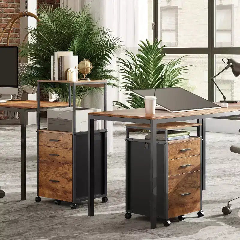 avec tiroirs de rangement, support d'imprimante roulant avec étagères réglables, meuble de classement en bois pour bureau à domicile