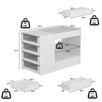 Organisateur de placard à dessus en verre Blanc Îlot de rangement pour dressing Grand tiroir de rangement Vitrine de rangement pour placard Îlot de vanité Rangement beauté