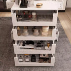 Organisateur de placard à dessus en verre Blanc Îlot de rangement pour dressing Grand tiroir de rangement Vitrine de rangement pour placard Îlot de vanité Rangement beauté