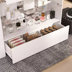 Organisateur de placard à dessus en verre Blanc Îlot de rangement pour dressing Grand tiroir de rangement Vitrine de rangement pour placard Îlot de vanité Rangement beauté