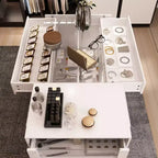 Organisateur de placard à dessus en verre Blanc Îlot de rangement pour dressing Grand tiroir de rangement Vitrine de rangement pour placard Îlot de vanité Rangement beauté