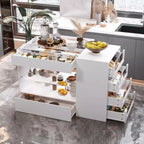 Organisateur de placard à dessus en verre Blanc Îlot de rangement pour dressing Grand tiroir de rangement Vitrine de rangement pour placard Îlot de vanité Rangement beauté