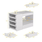 Organisateur de placard à dessus en verre Blanc Îlot de rangement pour dressing Grand tiroir de rangement Vitrine de rangement pour placard Îlot de vanité Rangement beauté