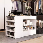Organisateur de placard à dessus en verre Blanc Îlot de rangement pour dressing Grand tiroir de rangement Vitrine de rangement pour placard Îlot de vanité Rangement beauté