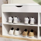Meuble à chaussures en bois avec coussins Étagères ouvertes Blanc