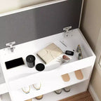Meuble à chaussures en bois avec coussins Étagères ouvertes Blanc