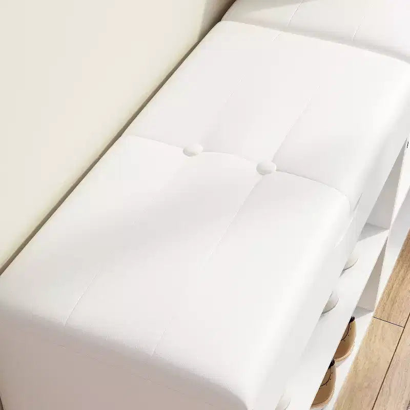 Meuble à chaussures en bois avec coussins Étagères ouvertes Blanc