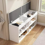 Meuble à chaussures en bois avec coussins Étagères ouvertes Blanc