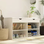 Meuble à chaussures en bois avec coussins Étagères ouvertes Blanc