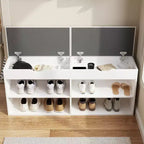 Meuble à chaussures en bois avec coussins Étagères ouvertes Blanc