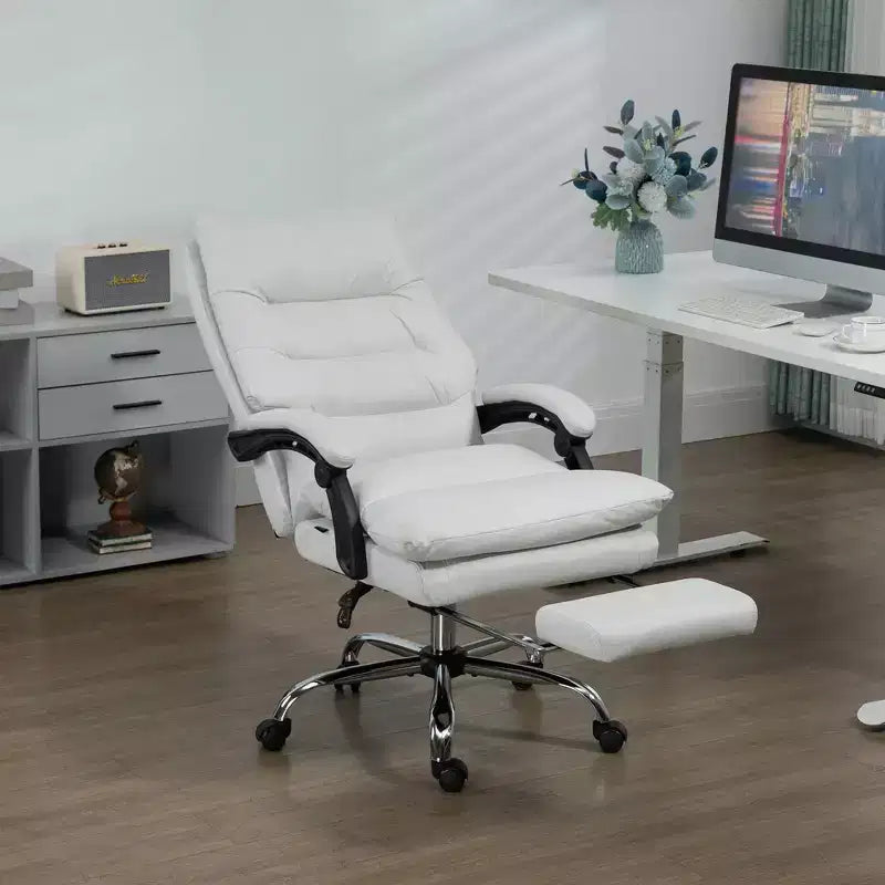 Chaise de bureau de massage vibrante, dossier inclinable, repose-pieds, chaise d'ordinateur confortable en microfibre