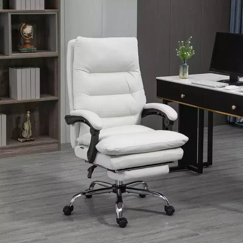 Chaise de bureau de massage vibrante, dossier inclinable, repose-pieds, chaise d'ordinateur confortable en microfibre