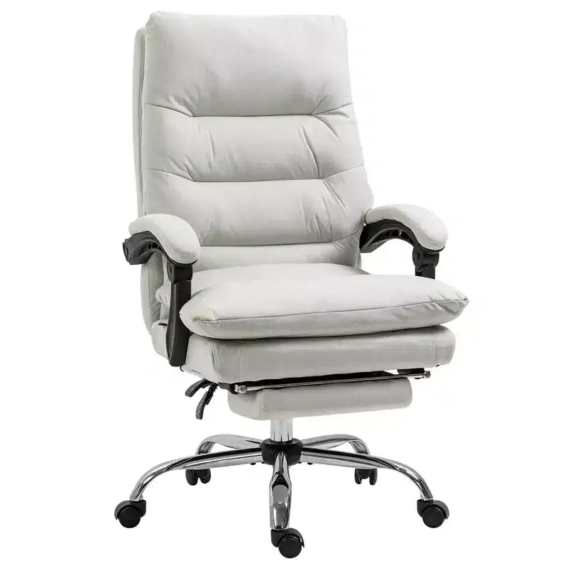 Chaise de bureau de massage vibrante, dossier inclinable, repose-pieds, chaise d'ordinateur confortable en microfibre