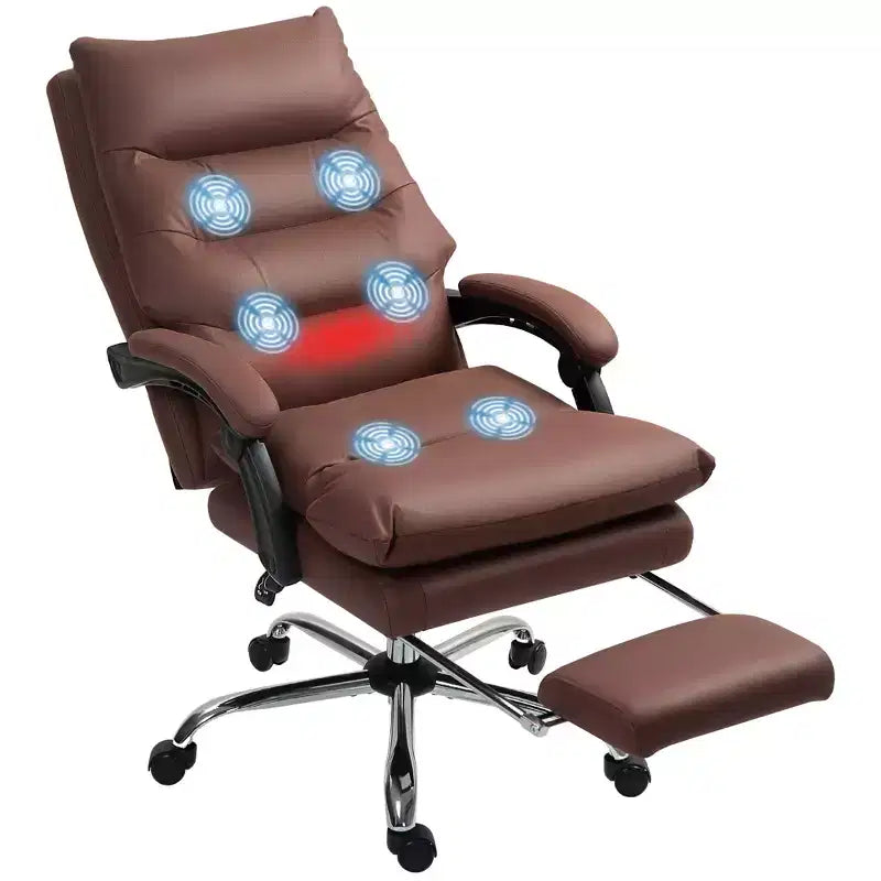 Chaise de bureau de massage vibrante, dossier inclinable, repose-pieds, chaise d'ordinateur confortable en microfibre