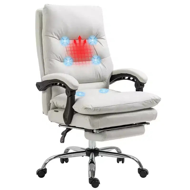Chaise de bureau de massage vibrante, dossier inclinable, repose-pieds, chaise d'ordinateur confortable en microfibre