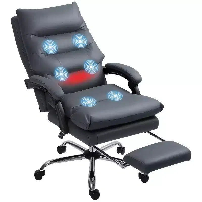 Chaise de bureau de massage vibrante, dossier inclinable, repose-pieds, chaise d'ordinateur confortable en microfibre