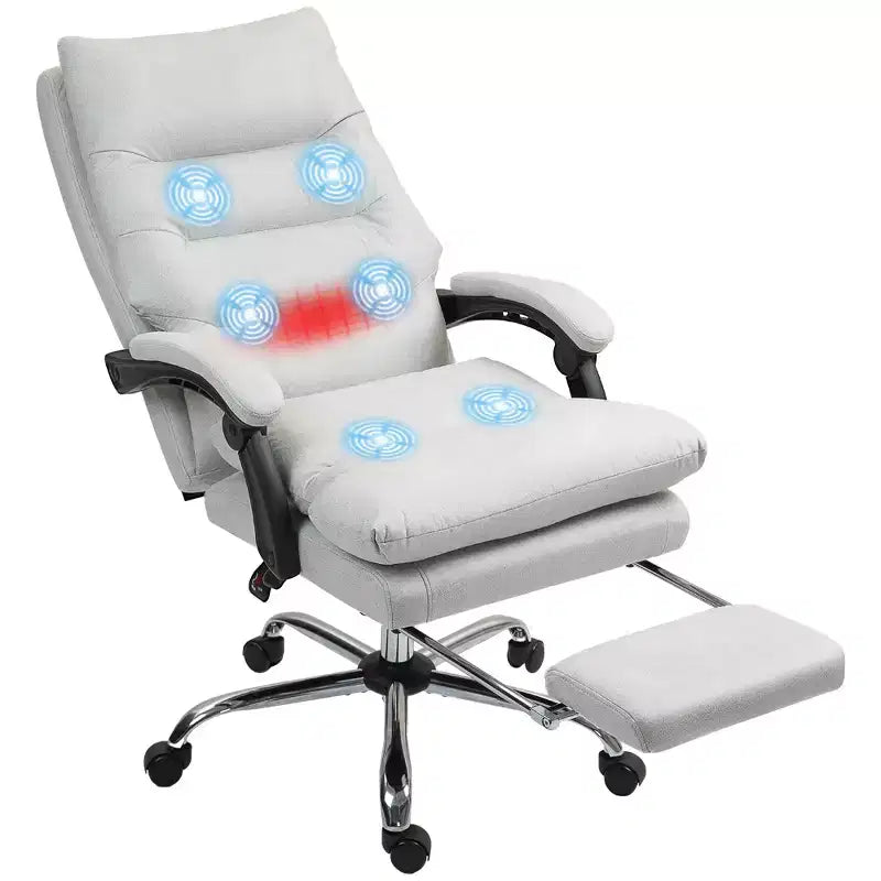 Chaise de bureau de massage vibrante, dossier inclinable, repose-pieds, chaise d'ordinateur confortable en microfibre