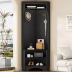 Whisen Minimalist Corner Hall Tree with 4 Hooks and Adjustable Shelf