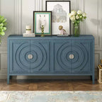 Whisen Retro Sideboard with Circular Groove Design Round Metal Door Handle for Living Room, Entryway, Dining Room