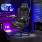 Chaise de massage gaming en cuir Fauteuil de bureau ergonomique avec repose-pieds et réglable