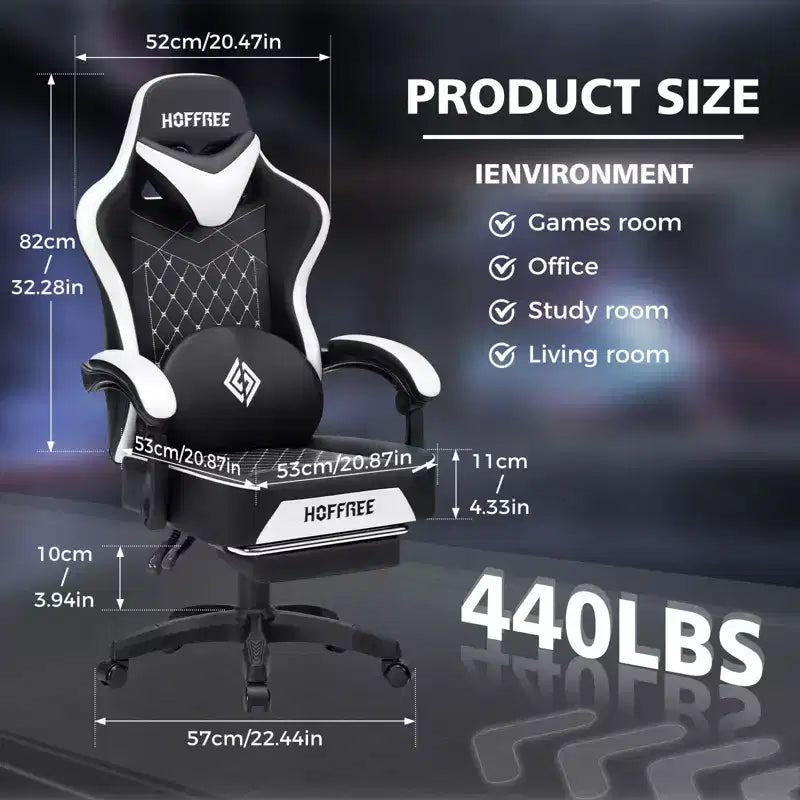 Chaise de massage gaming en cuir Fauteuil de bureau ergonomique avec repose-pieds et réglable