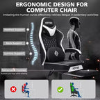 Chaise de massage gaming en cuir Fauteuil de bureau ergonomique avec repose-pieds et réglable