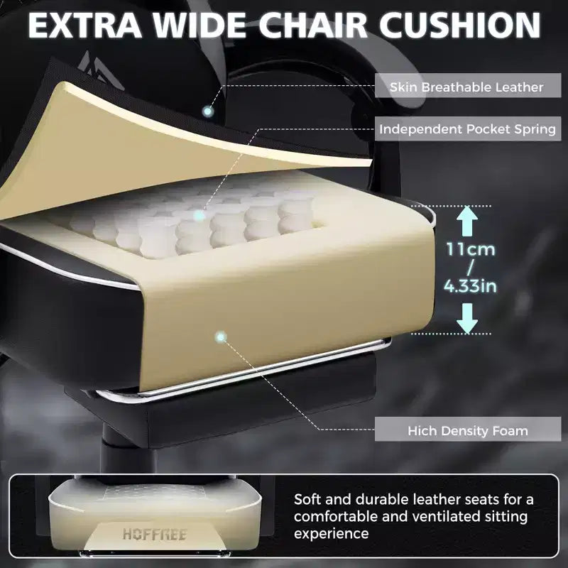 Chaise de massage gaming en cuir Fauteuil de bureau ergonomique avec repose-pieds et réglable