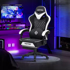 Chaise de massage gaming en cuir Fauteuil de bureau ergonomique avec repose-pieds et réglable
