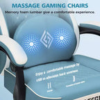 Chaise de massage gaming en cuir Fauteuil de bureau ergonomique avec repose-pieds et réglable