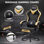 Chaise de massage gaming en cuir Fauteuil de bureau ergonomique avec repose-pieds et réglable