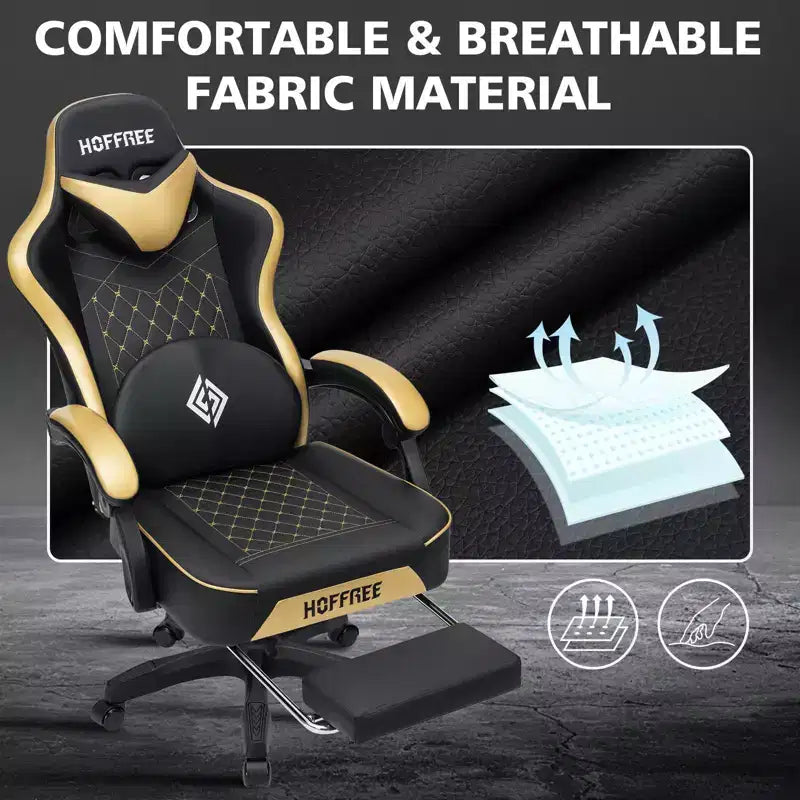 Chaise de massage gaming en cuir Fauteuil de bureau ergonomique avec repose-pieds et réglable