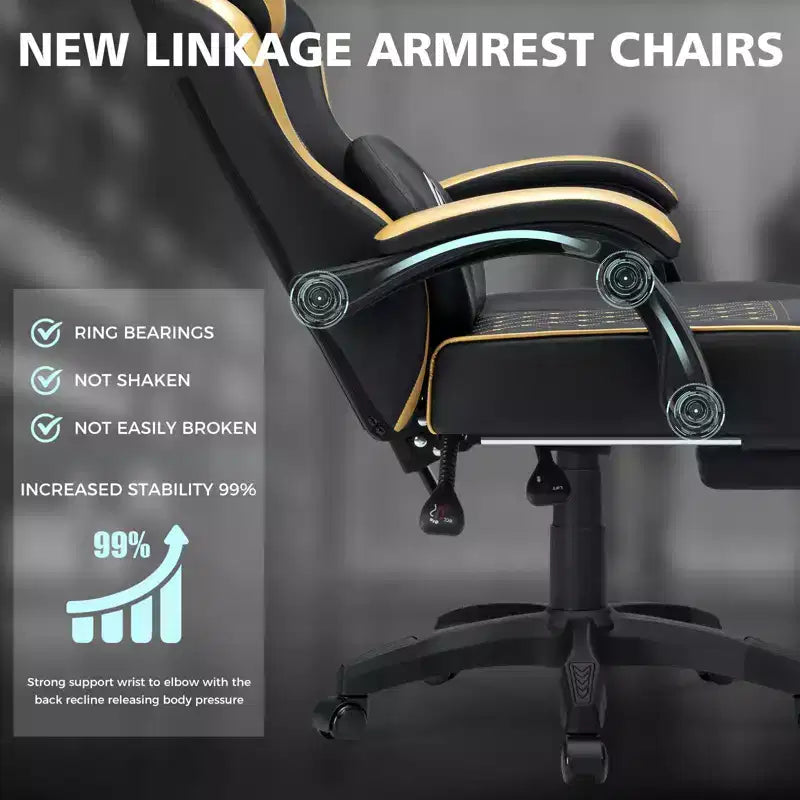 Chaise de massage gaming en cuir Fauteuil de bureau ergonomique avec repose-pieds et réglable