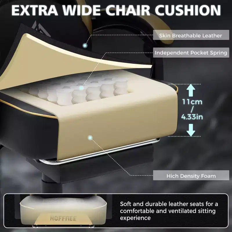 Chaise de massage gaming en cuir Fauteuil de bureau ergonomique avec repose-pieds et réglable