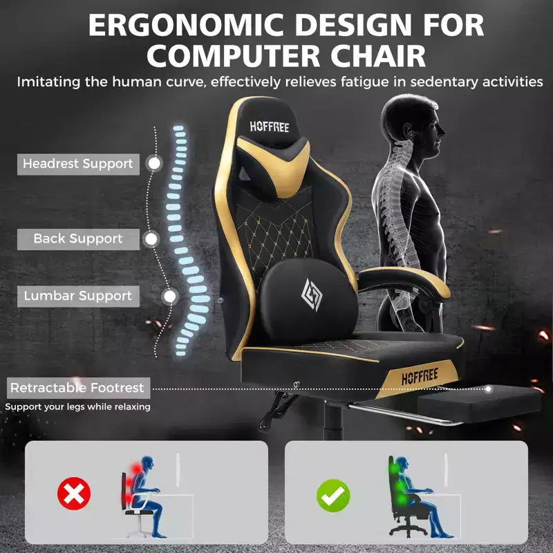 Chaise de massage gaming en cuir Fauteuil de bureau ergonomique avec repose-pieds et réglable