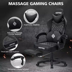 Chaise de massage gaming en cuir Fauteuil de bureau ergonomique avec repose-pieds et réglable