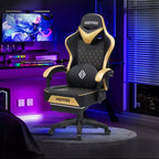 Chaise de massage gaming en cuir Fauteuil de bureau ergonomique avec repose-pieds et réglable