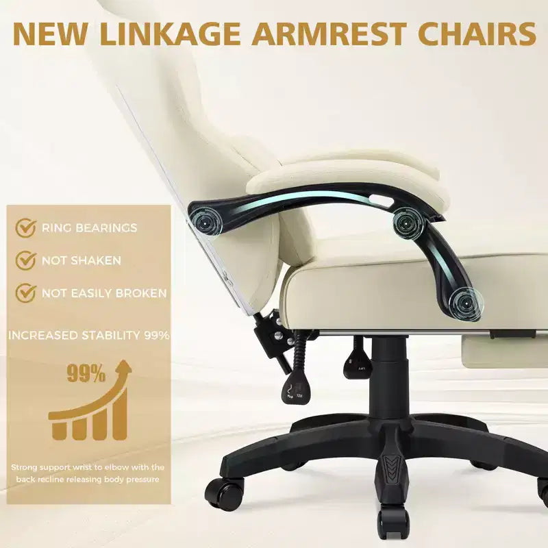 Chaise de massage gaming en cuir Fauteuil de bureau ergonomique avec repose-pieds et réglable