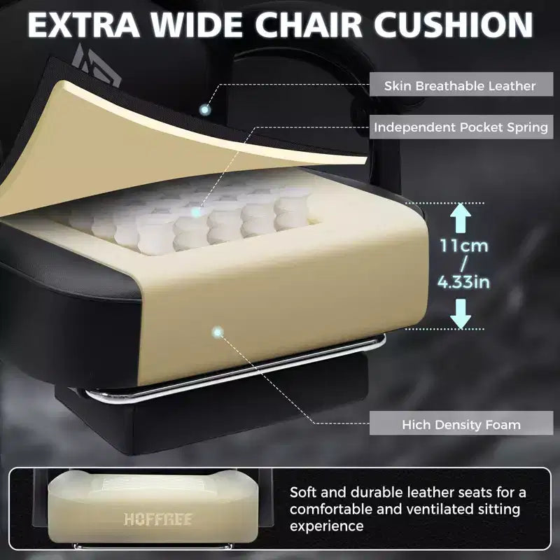 Chaise de massage gaming en cuir Fauteuil de bureau ergonomique avec repose-pieds et réglable