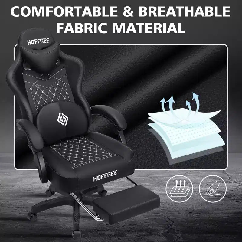 Chaise de massage gaming en cuir Fauteuil de bureau ergonomique avec repose-pieds et réglable